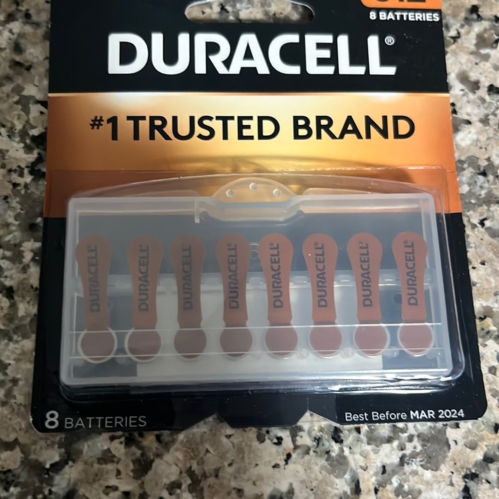 Duracell hearing aid batteries size 312, 8 pack New jn box